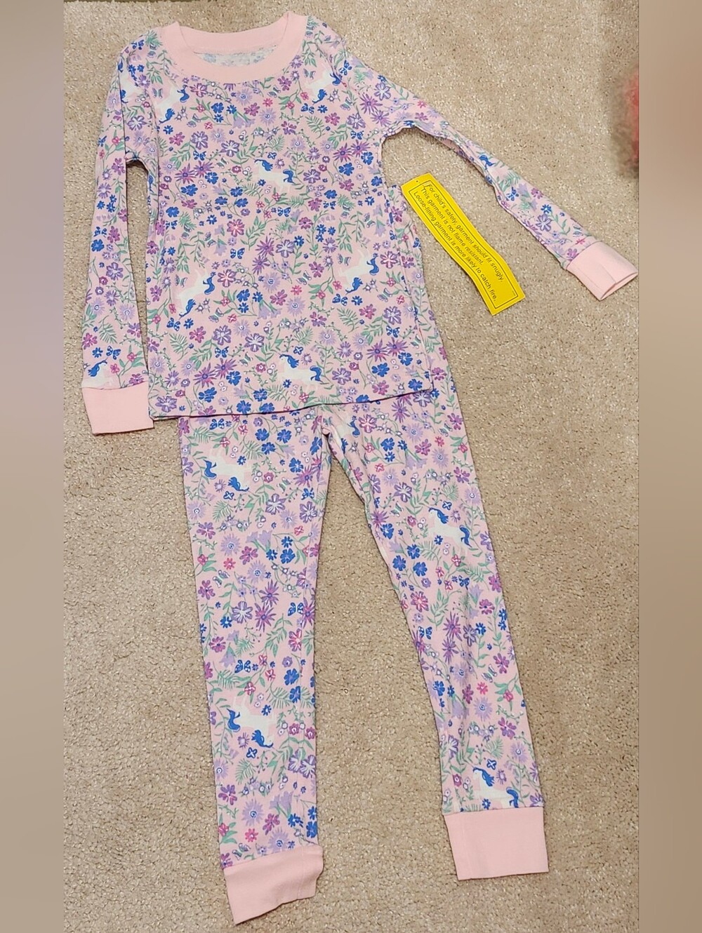 wonder nation Pink Floral & Bird Print Kids Pajama Set